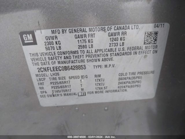 Photo 8 VIN: 2CNFLEEC0B6428853 - CHEVROLET EQUINOX 