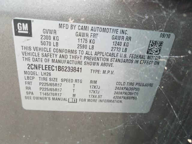 Photo 9 VIN: 2CNFLEEC1B6239841 - CHEVROLET EQUINOX LT 