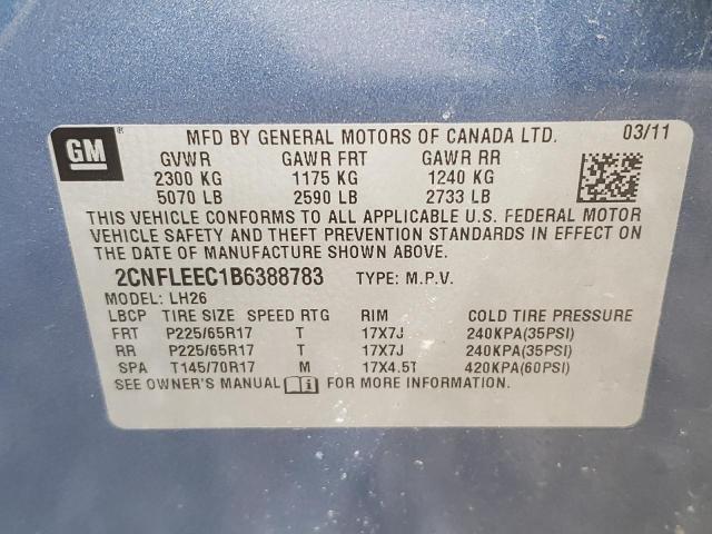 Photo 9 VIN: 2CNFLEEC1B6388783 - CHEVROLET EQUINOX LT 