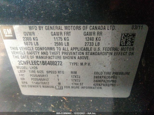 Photo 8 VIN: 2CNFLEEC1B6408272 - CHEVROLET EQUINOX 