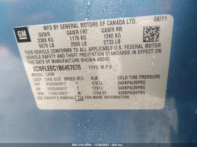 Photo 8 VIN: 2CNFLEEC1B6467676 - CHEVROLET EQUINOX 