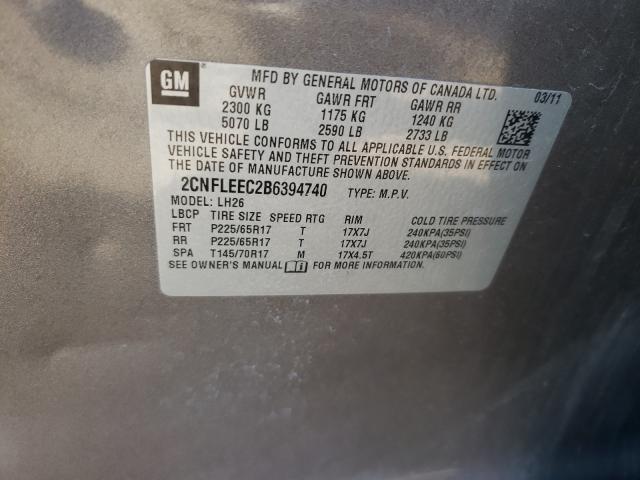 Photo 9 VIN: 2CNFLEEC2B6394740 - CHEVROLET EQUINOX LT 