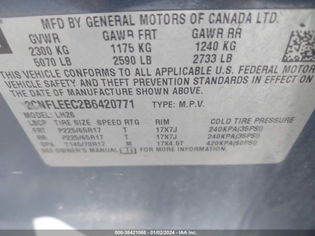 Photo 8 VIN: 2CNFLEEC2B6420771 - CHEVROLET EQUINOX 