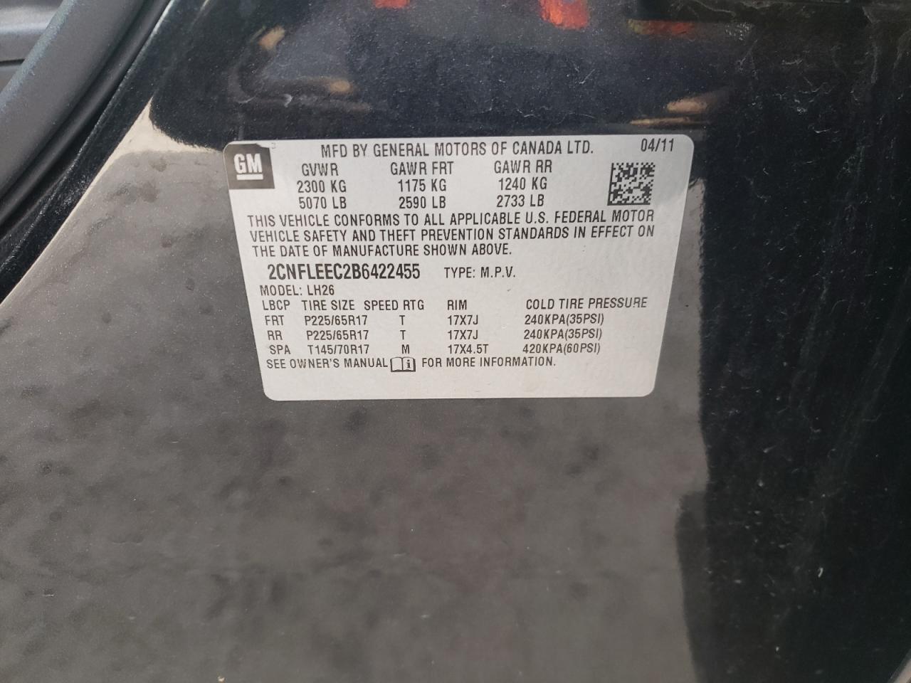 Photo 12 VIN: 2CNFLEEC2B6422455 - CHEVROLET EQUINOX 