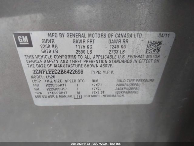 Photo 8 VIN: 2CNFLEEC2B6422696 - CHEVROLET EQUINOX 