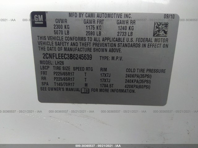 Photo 8 VIN: 2CNFLEEC3B6245639 - CHEVROLET EQUINOX 