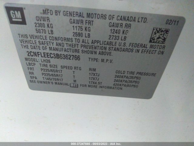 Photo 8 VIN: 2CNFLEEC3B6362766 - CHEVROLET EQUINOX 