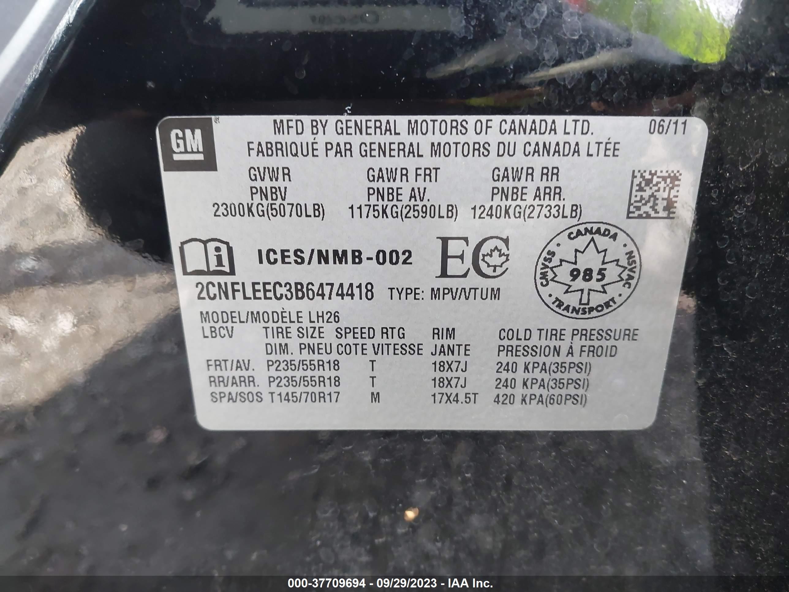 Photo 8 VIN: 2CNFLEEC3B6474418 - CHEVROLET EQUINOX 