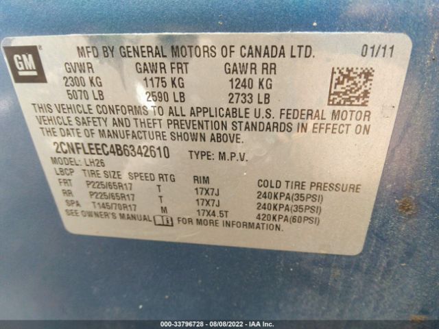 Photo 8 VIN: 2CNFLEEC4B6342610 - CHEVROLET EQUINOX 