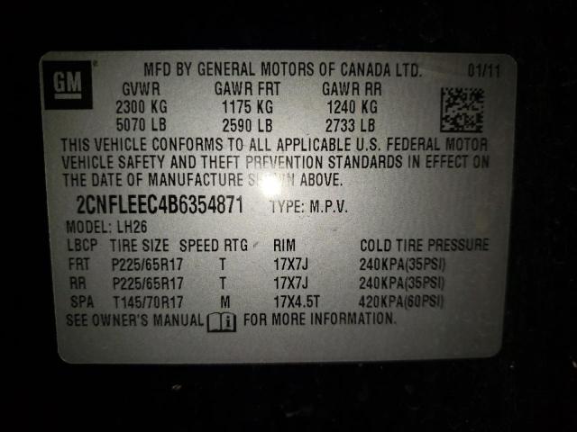 Photo 9 VIN: 2CNFLEEC4B6354871 - CHEVROLET EQUINOX LT 