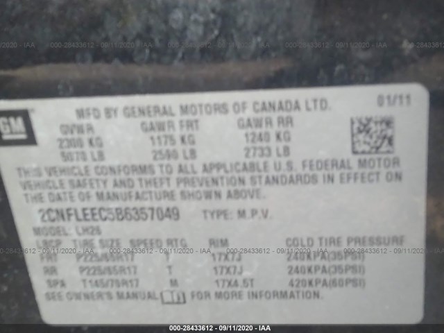 Photo 8 VIN: 2CNFLEEC5B6357049 - CHEVROLET EQUINOX 