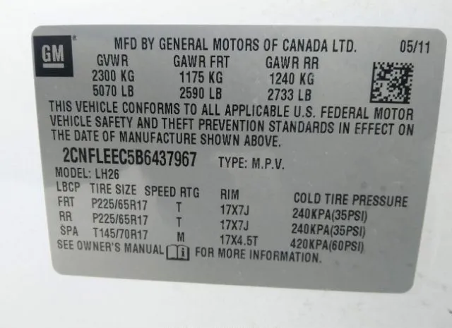 Photo 8 VIN: 2CNFLEEC5B6437967 - CHEVROLET EQUINOX 