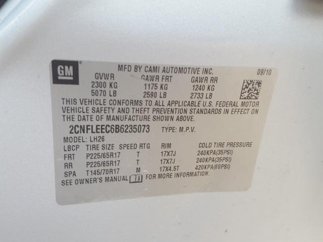 Photo 9 VIN: 2CNFLEEC6B6235073 - CHEVROLET EQUINOX LT 