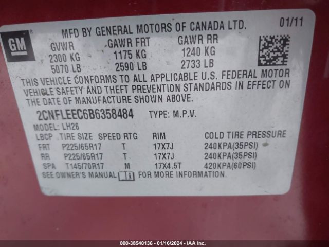 Photo 8 VIN: 2CNFLEEC6B6358484 - CHEVROLET EQUINOX 