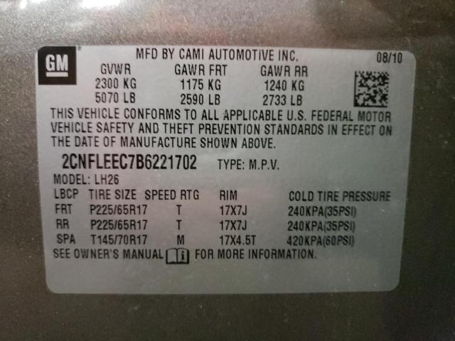 Photo 9 VIN: 2CNFLEEC7B6221702 - CHEVROLET EQUINOX LT 