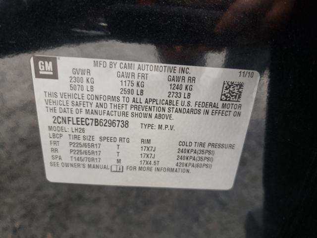 Photo 9 VIN: 2CNFLEEC7B6296738 - CHEVROLET EQUINOX LT 