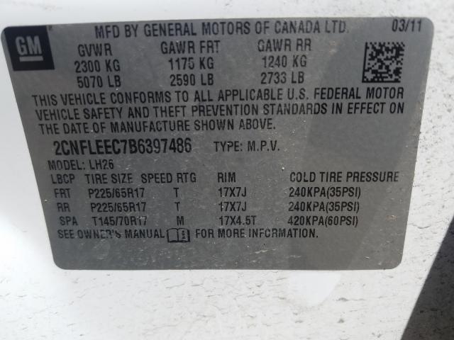 Photo 9 VIN: 2CNFLEEC7B6397486 - CHEVROLET EQUINOX LT 