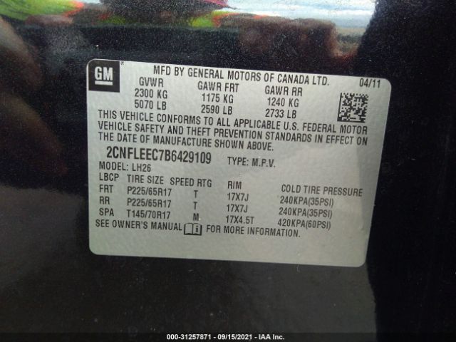 Photo 8 VIN: 2CNFLEEC7B6429109 - CHEVROLET EQUINOX 