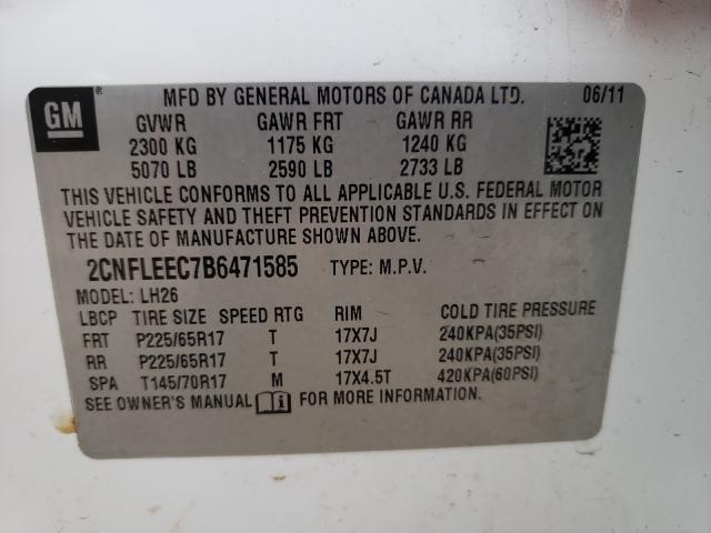 Photo 9 VIN: 2CNFLEEC7B6471585 - CHEVROLET EQUINOX LT 