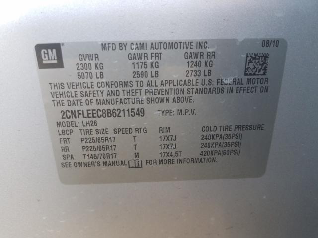 Photo 9 VIN: 2CNFLEEC8B6211549 - CHEVROLET EQUINOX LT 