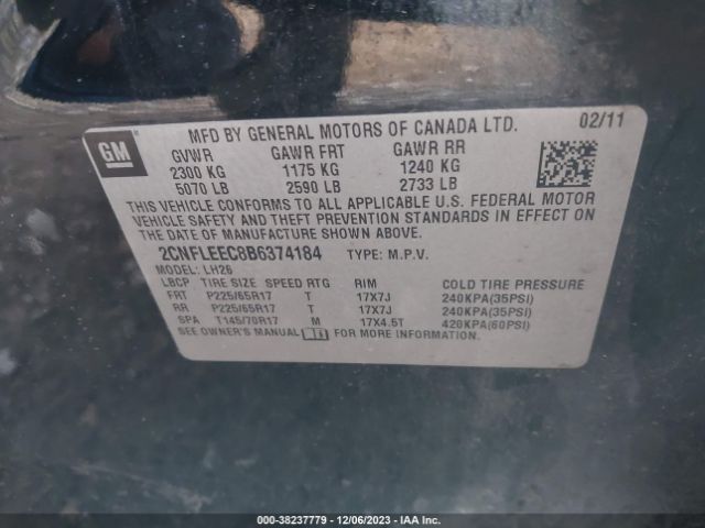 Photo 8 VIN: 2CNFLEEC8B6374184 - CHEVROLET EQUINOX 