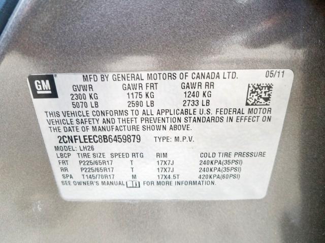 Photo 9 VIN: 2CNFLEEC8B6459879 - CHEVROLET EQUINOX LT 