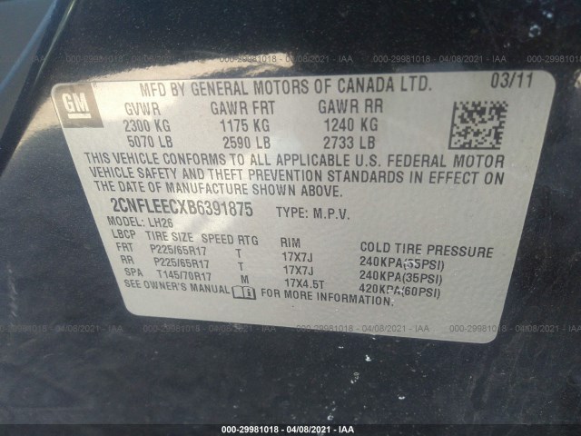 Photo 8 VIN: 2CNFLEECXB6391875 - CHEVROLET EQUINOX 