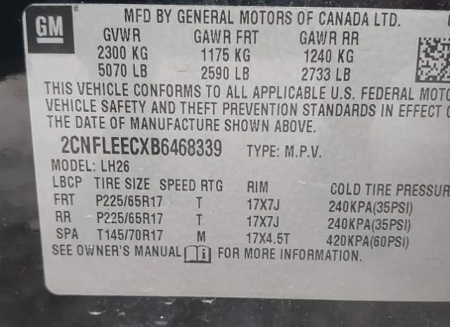 Photo 8 VIN: 2CNFLEECXB6468339 - CHEVROLET EQUINOX 