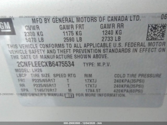 Photo 8 VIN: 2CNFLEECXB6475534 - CHEVROLET EQUINOX 