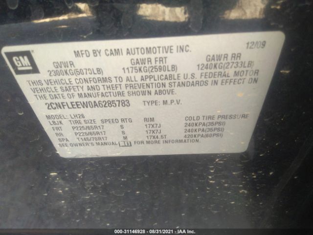 Photo 8 VIN: 2CNFLEEW0A6285783 - CHEVROLET EQUINOX 