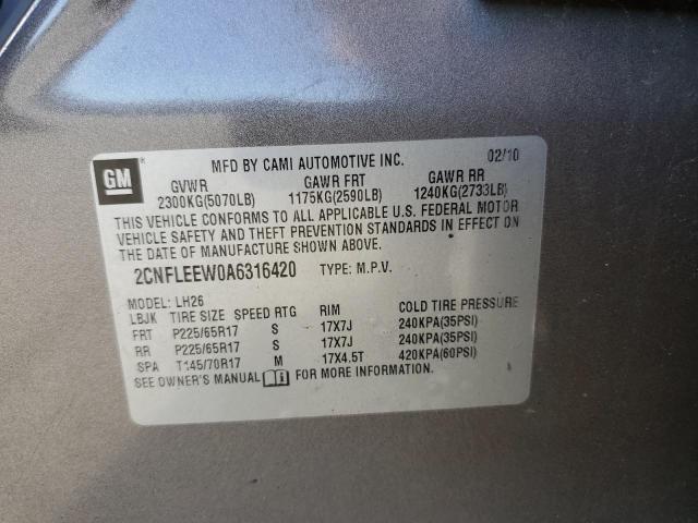 Photo 9 VIN: 2CNFLEEW0A6316420 - CHEVROLET EQUINOX LT 