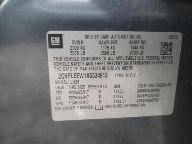 Photo 9 VIN: 2CNFLEEW1A6334912 - CHEVROLET EQUINOX LT 