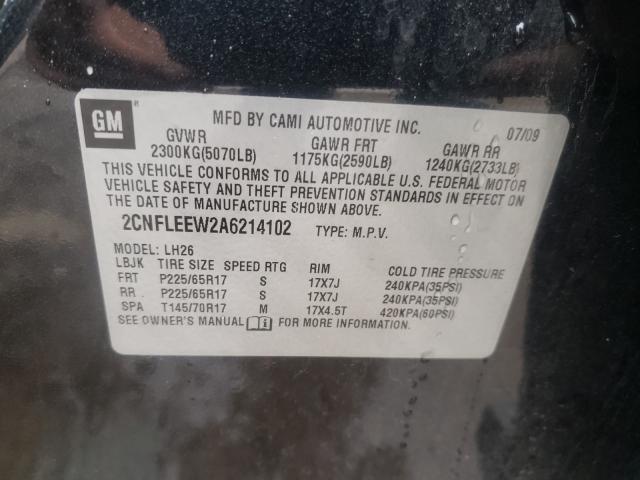 Photo 9 VIN: 2CNFLEEW2A6214102 - CHEVROLET EQUINOX LT 