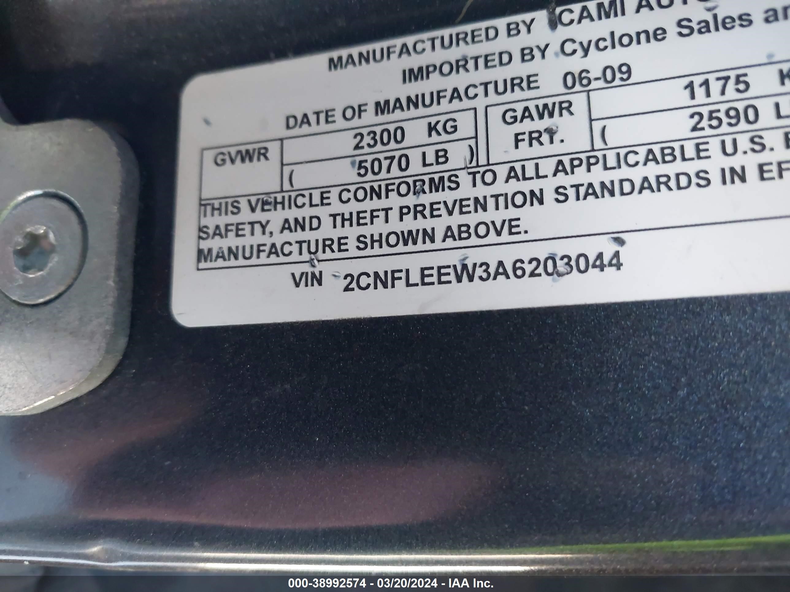 Photo 8 VIN: 2CNFLEEW3A6203044 - CHEVROLET EQUINOX 