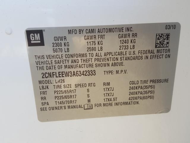 Photo 9 VIN: 2CNFLEEW3A6342333 - CHEVROLET EQUINOX LT 