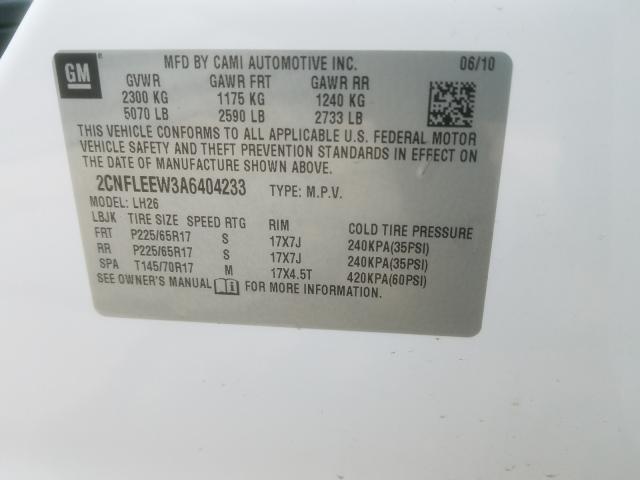 Photo 9 VIN: 2CNFLEEW3A6404233 - CHEVROLET EQUINOX LT 