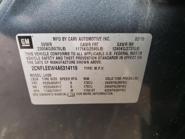 Photo 11 VIN: 2CNFLEEW4A6314119 - CHEVROLET EQUINOX LT 