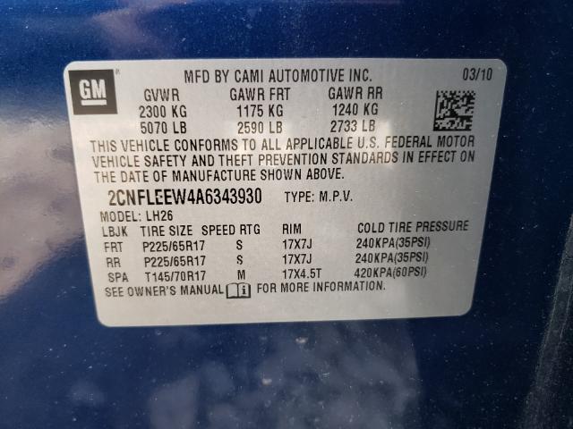 Photo 9 VIN: 2CNFLEEW4A6343930 - CHEVROLET EQUINOX LT 