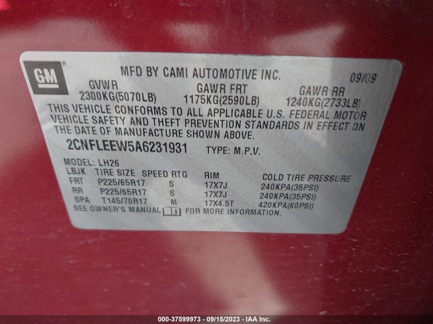 Photo 8 VIN: 2CNFLEEW5A6231931 - CHEVROLET EQUINOX 