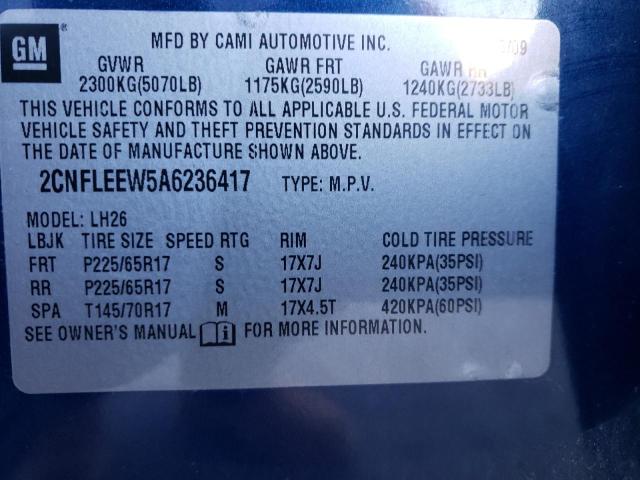 Photo 12 VIN: 2CNFLEEW5A6236417 - CHEVROLET EQUINOX 