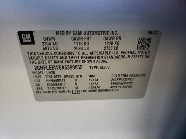 Photo 9 VIN: 2CNFLEEW6A6398055 - CHEVROLET EQUINOX LT 