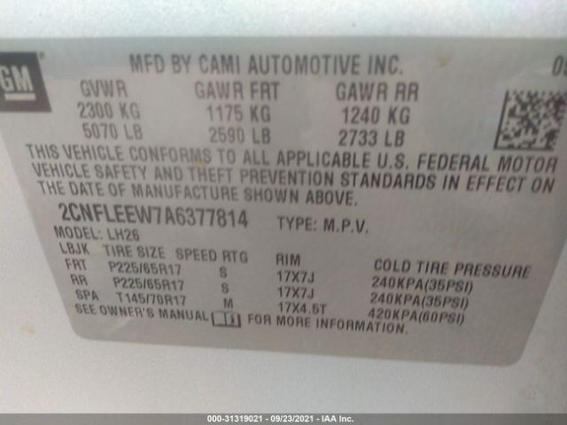 Photo 8 VIN: 2CNFLEEW7A6377814 - CHEVROLET EQUINOX 