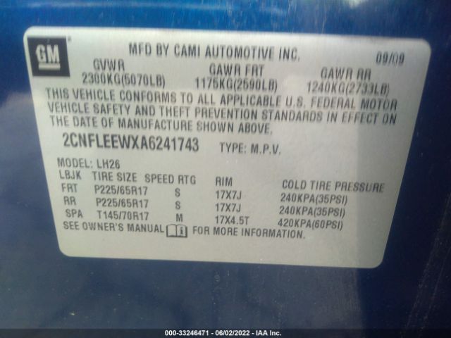 Photo 8 VIN: 2CNFLEEWXA6241743 - CHEVROLET EQUINOX 