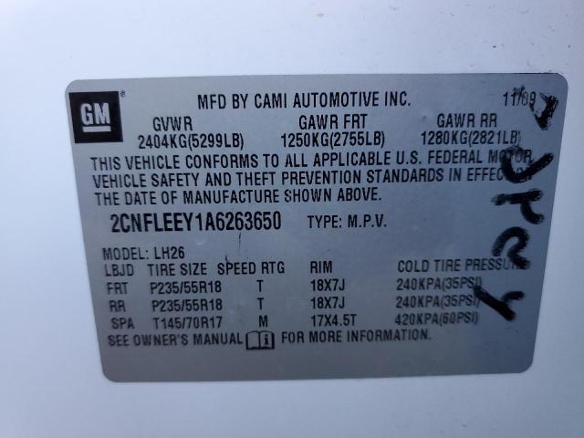 Photo 9 VIN: 2CNFLEEY1A6263650 - CHEVROLET EQUINOX LT 