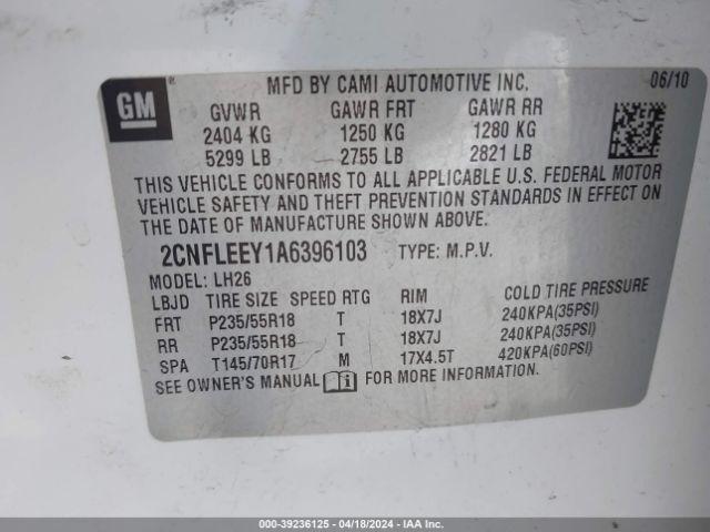 Photo 8 VIN: 2CNFLEEY1A6396103 - CHEVROLET EQUINOX 