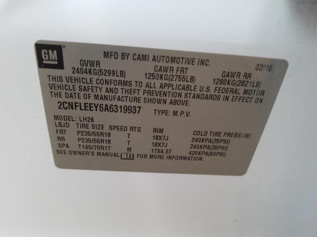 Photo 9 VIN: 2CNFLEEY6A6319937 - CHEVROLET EQUINOX LT 