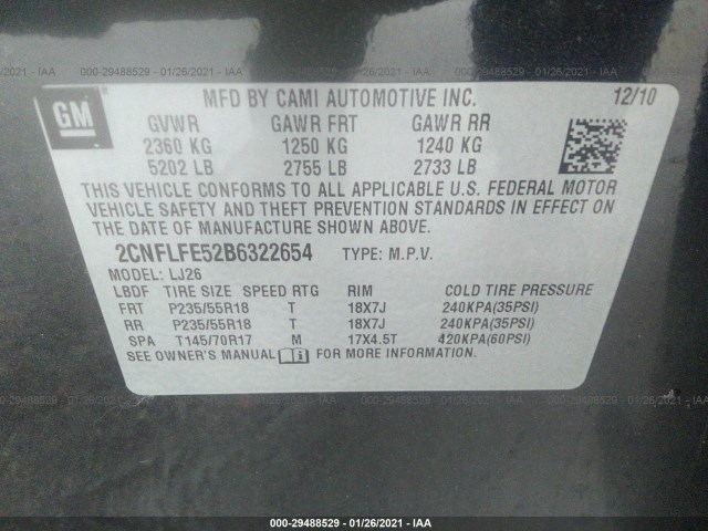 Photo 8 VIN: 2CNFLFE52B6322654 - CHEVROLET EQUINOX 