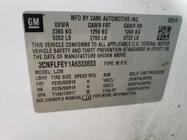 Photo 9 VIN: 2CNFLFEY1A6333833 - CHEVROLET EQUINOX LT 