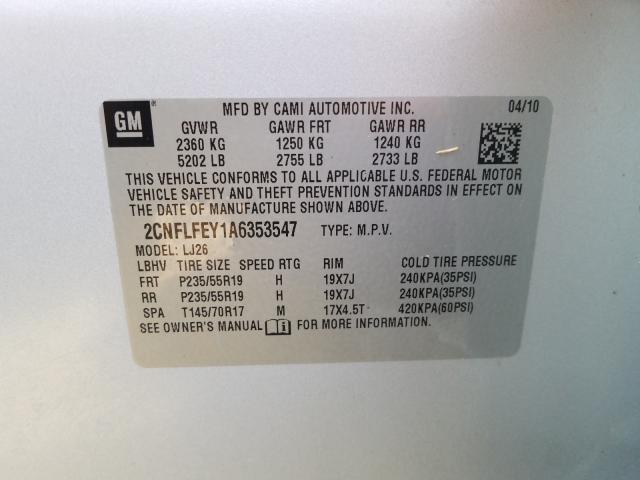 Photo 9 VIN: 2CNFLFEY1A6353547 - CHEVROLET EQUINOX LT 