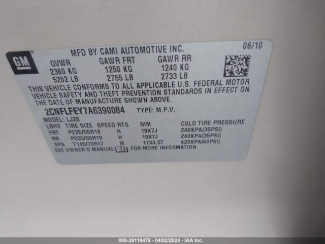 Photo 8 VIN: 2CNFLFEY7A6390084 - CHEVROLET EQUINOX 